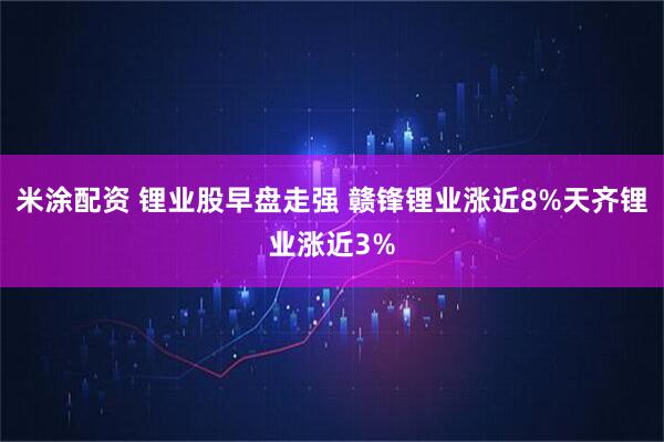 米涂配资 锂业股早盘走强 赣锋锂业涨近8%天齐锂业涨近3%